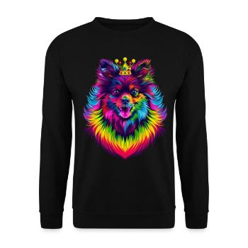 Keeshond Dog Crown Popart - Unisex Sweatshirt - black - Front - Alina (178cm) & Michal (187cm)
