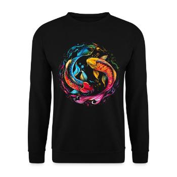 Koi Fish Carpe Nishikigoi Japon Popart - Sweat-shirt Unisexe - noir - Devant - Alina (178cm) & Michal (187cm)