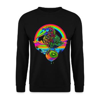 Kiwi Tier Obst Sonnenbrille Strand Regenbogen Popa - Unisex Pullover - Schwarz - Vorne - Alina (178cm) & Michal (187cm)
