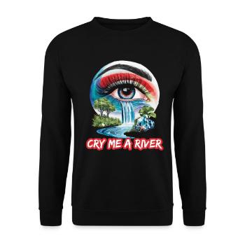 Auge mit Wasserfall für eine Kunstliebhaber - Unisex Pullover - Schwarz - Vorne - Alina (178cm) & Michal (187cm)