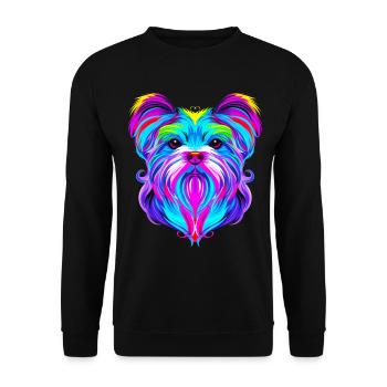 Malteser Hund Popart - Unisex Pullover - Schwarz - Vorne - Alina (178cm) & Michal (187cm)