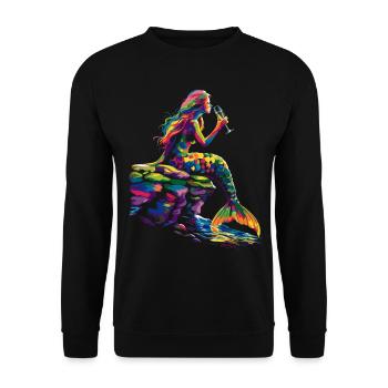 Sirène buvant du vin Popart - Sweat-shirt Unisexe - noir - Devant - Alina (178cm) & Michal (187cm)