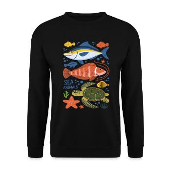 Meerestiere Meer Meeresbewohner für einen Taucher - Unisex Pullover - Schwarz - Vorne - Alina (178cm) & Michal (187cm)