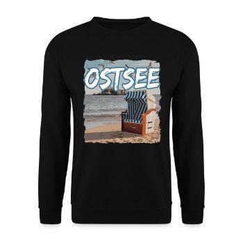 Ostsee Strandkorb - Unisex Pullover - Schwarz - Vorne - Alina (178cm) & Michal (187cm)