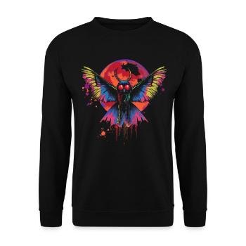 Mothman Kryptozoologie Kryptide Mond Popart - Unisex Pullover - Schwarz - Vorne - Alina (178cm) & Michal (187cm)