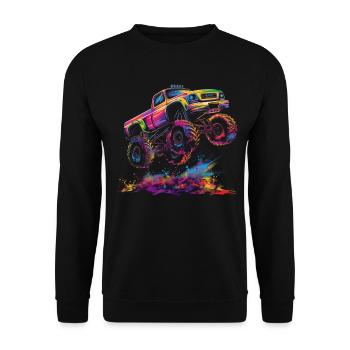 Monster Truck Off-Road Vehicle Popart - Unisex Sweatshirt - black - Front - Alina (178cm) & Michal (187cm)