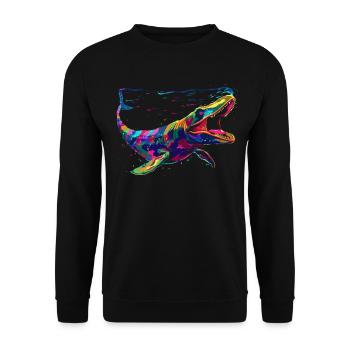 Mosasaurus Dinosaur Popart - Unisex Sweatshirt - black - Front - Alina (178cm) & Michal (187cm)