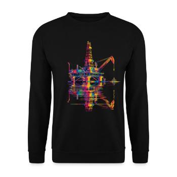 Ölbohrinsel Ölfeld Popart - Unisex Pullover - Schwarz - Vorne - Alina (178cm) & Michal (187cm)