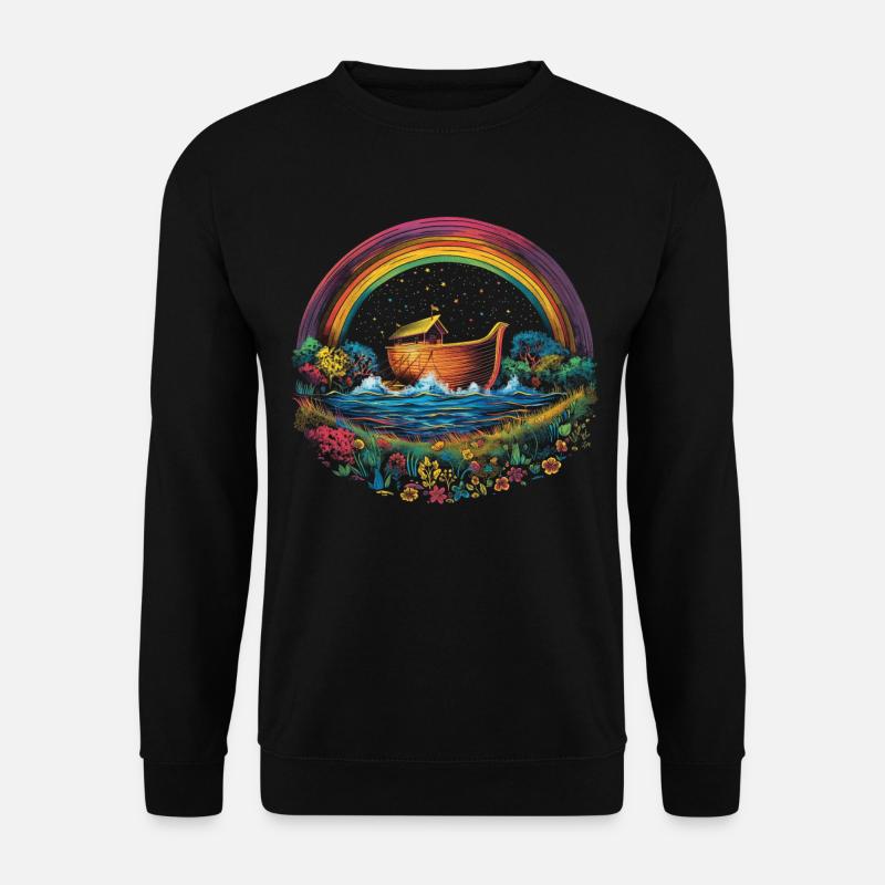 Arche Noah Christlicher Regenbogen Popart - Unisex Pullover - Schwarz