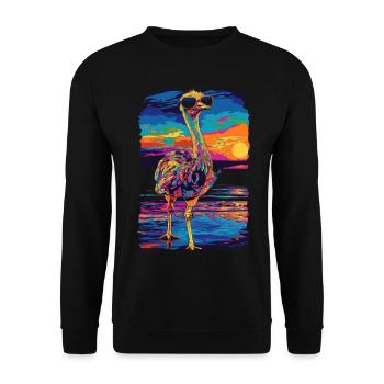 Ostrich Animal Sunglasses Beach Popart - Unisex Sweatshirt - black - Front - Alina (178cm) & Michal (187cm)