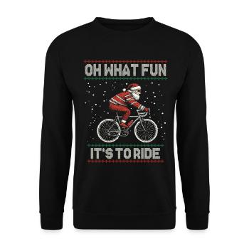 FUNNY SANTA CLAUS BICYCLE CHRISTMAS GIFT - Unisex Sweatshirt - black - Front - Alina (178cm) & Michal (187cm)