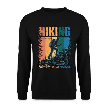 Hiking Wild Nature Wandern Wanderung für einen - Unisex Pullover - Schwarz - Vorne - Alina (178cm) & Michal (187cm)
