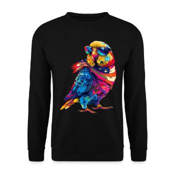 Parakeet Budgie Parrot Patriotic US Flag - Unisex Sweatshirt - black - Front - Alina (178cm) & Michal (187cm)