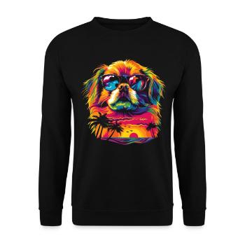 Pekingese Dog Sunglasses Beach Popart - Unisex Sweatshirt - black - Front - Alina (178cm) & Michal (187cm)