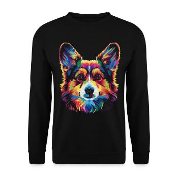 Pembroke Welsh Corgi Dog Popart - Unisex Sweatshirt - black - Front - Alina (178cm) & Michal (187cm)