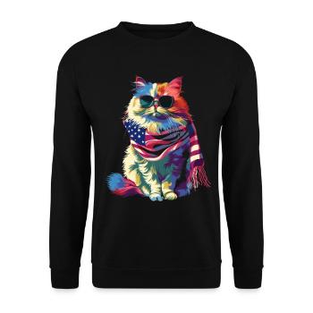 Persian Cat Patriotic US Flag Lunettes de soleil - Sweat-shirt Unisexe - noir - Devant - Alina (178cm) & Michal (187cm)