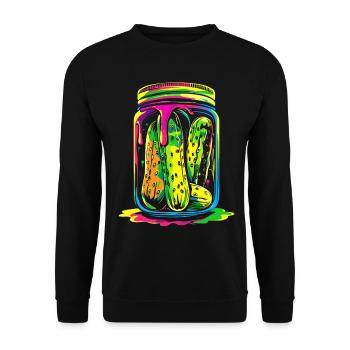 Concombre Aneth Pot Popart - Sweat-shirt Unisexe - noir - Devant - Alina (178cm) & Michal (187cm)