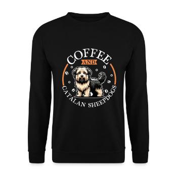 Kaffee und Gos d’Atura Català - Unisex Pullover - Schwarz - Vorne - Alina (178cm) & Michal (187cm)