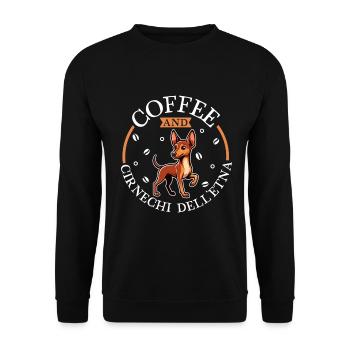 Café et Cirneco dell’Etna - Sweat-shirt Unisexe - noir - Devant - Alina (178cm) & Michal (187cm)