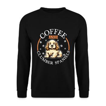 Coffee and Clumber Spaniel - Unisex Sweatshirt - black - Front - Alina (178cm) & Michal (187cm)