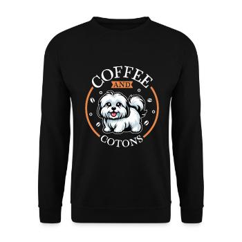 Café et Coton de Tuléar - Sweat-shirt Unisexe - noir - Devant - Alina (178cm) & Michal (187cm)