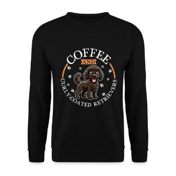 Coffee and Curly-coated Retriever - Unisex Sweatshirt - black - Front - Alina (178cm) & Michal (187cm)