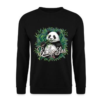 Niedlicher Panda Bambus Wald Tier Tierwelt - Unisex Pullover - Schwarz - Vorne - Alina (178cm) & Michal (187cm)