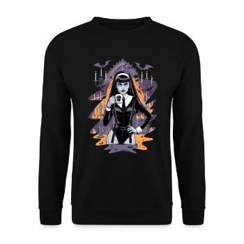 Gothic Kaffeeliebhaber Halloween Kostüm für - Unisex Pullover - Schwarz - Vorne - Alina (178cm) & Michal (187cm)