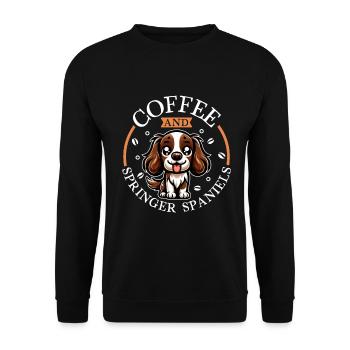 Café et épagneul springer anglais - Sweat-shirt Unisexe - noir - Devant - Alina (178cm) & Michal (187cm)