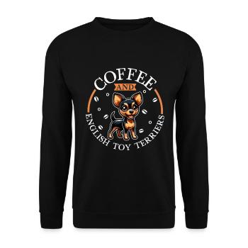 Café et Terrier Toy Anglais - Sweat-shirt Unisexe - noir - Devant - Alina (178cm) & Michal (187cm)