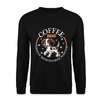 Café et German Shorthair - Sweat-shirt Unisexe - noir - Devant - Alina (178cm) & Michal (187cm)