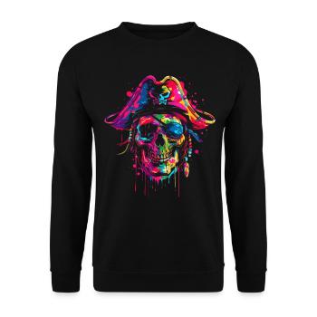 Pirate Captain Skull Popart - Unisex Sweatshirt - black - Front - Alina (178cm) & Michal (187cm)
