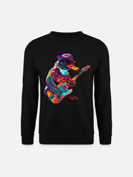 Schnabeltier Säugetier Gitarre Cowboyhut Popart - Unisex Pullover - Schwarz