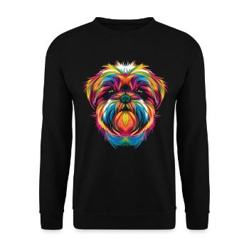 Shih Tzu Chien Popart - Sweat-shirt Unisexe - noir - Devant - Alina (178cm) & Michal (187cm)
