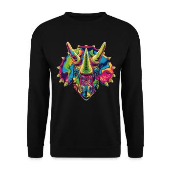 Triceratops Dinosaurier Popart - Unisex Pullover - Schwarz - Vorne - Alina (178cm) & Michal (187cm)