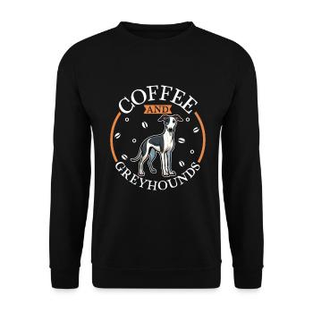 Kaffee und Greyhound - Unisex Pullover - Schwarz - Vorne - Alina (178cm) & Michal (187cm)