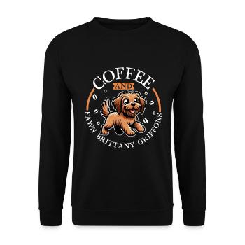 Kaffee und Griffon Fauve de Bretagne - Unisex Pullover - Schwarz - Vorne - Alina (178cm) & Michal (187cm)