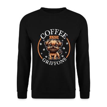 Café et Griffon Bruxellois - Sweat-shirt Unisexe - noir - Devant - Alina (178cm) & Michal (187cm)