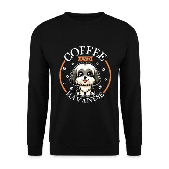 Café et bichon havanais - Sweat-shirt Unisexe - noir - Devant - Alina (178cm) & Michal (187cm)