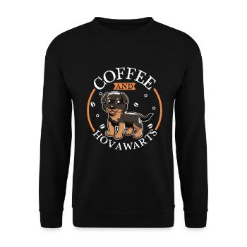 Café et Hovawart - Sweat-shirt Unisexe - noir - Devant - Alina (178cm) & Michal (187cm)