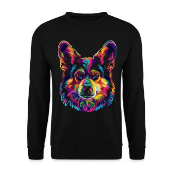 Welsh Corgi Hund Popart - Unisex Pullover - Schwarz - Vorne - Alina (178cm) & Michal (187cm)