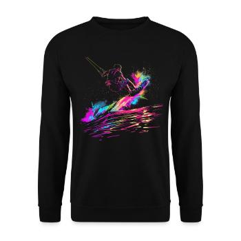 Wakeboarding Wakeboard Wakeboarder Popart - Unisex Sweatshirt - black - Front - Alina (178cm) & Michal (187cm)