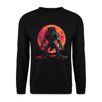Werewolf Wolf Moon Popart - Unisex Sweatshirt - black - Front - Alina (178cm) & Michal (187cm)
