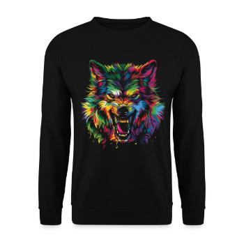 Loup-garou Loup Popart - Sweat-shirt Unisexe - noir - Devant - Alina (178cm) & Michal (187cm)