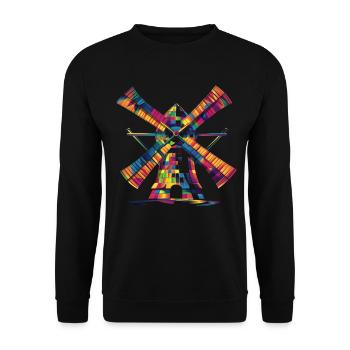 Windmill Wind Power Wind Energy Turbine Popart - Unisex Sweatshirt - black - Front - Alina (178cm) & Michal (187cm)