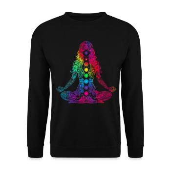 Yoga Yogi Meditation Workout Mandala Popart - Unisex Pullover - Schwarz - Vorne - Alina (178cm) & Michal (187cm)