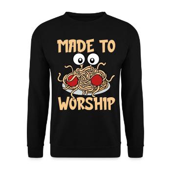 Flying Spaghetti Monster FSM - Unisex Sweatshirt - black - Front - Alina (178cm) & Michal (187cm)