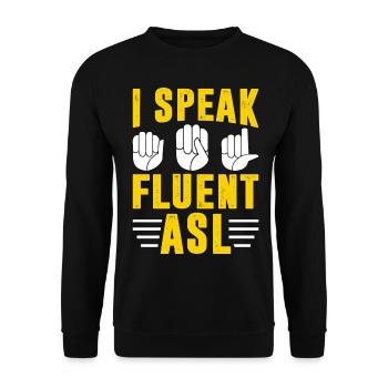 Deaf Pride Awareness Gebärdensprache - Unisex Pullover - Schwarz - Vorne - Alina (178cm) & Michal (187cm)