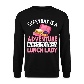 Cafeteria Worker Battery Life Adventure You're A L - Unisex Sweatshirt - black - Front - Alina (178cm) & Michal (187cm)