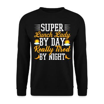 Cafétéria Employé École Super Déjeuner Dame Fatiguée - Sweat-shirt Unisexe - noir - Devant - Alina (178cm) & Michal (187cm)